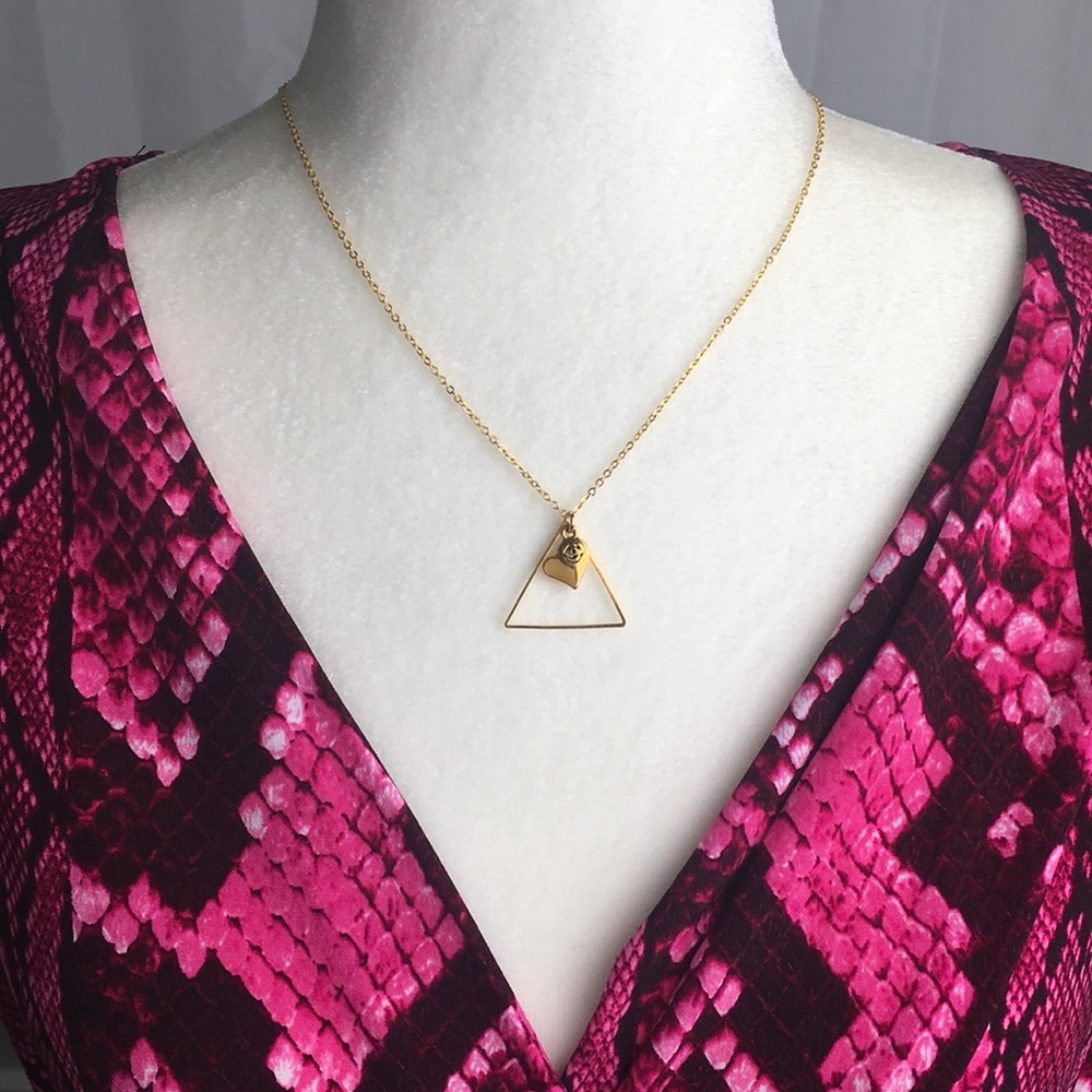 NEW Handcrafted Gold Heart-in-Triangle Necklace
